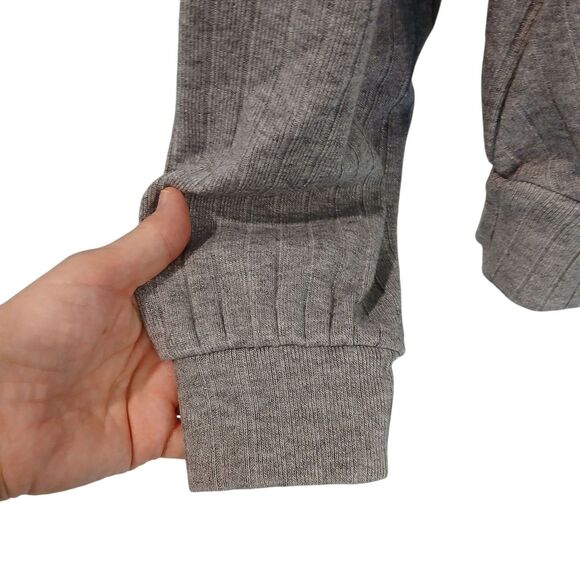 NWT OGL Wide Rib Surplice Top Long Sleeve V Neck Heather Gray Size Small Wrap - Picture 6 of 12